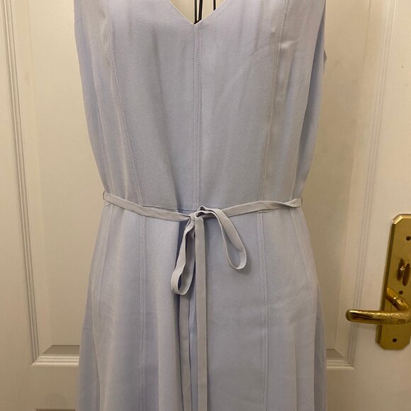 Vintage NWT Banana Republic Blue A-Line Sleeveless 100% Silk Midi Dress Size 4 - Picture 3 of 10